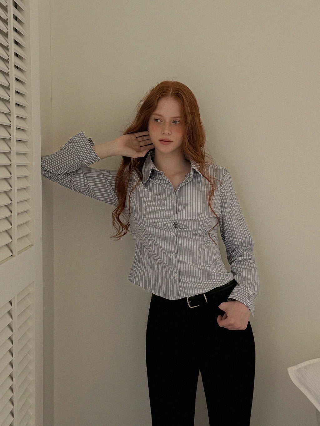 [TWEE] Ready Stripe Slim Fit Long Sleeve Shirt