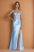 Floor Length Beaded Formal Corset Prom Dress