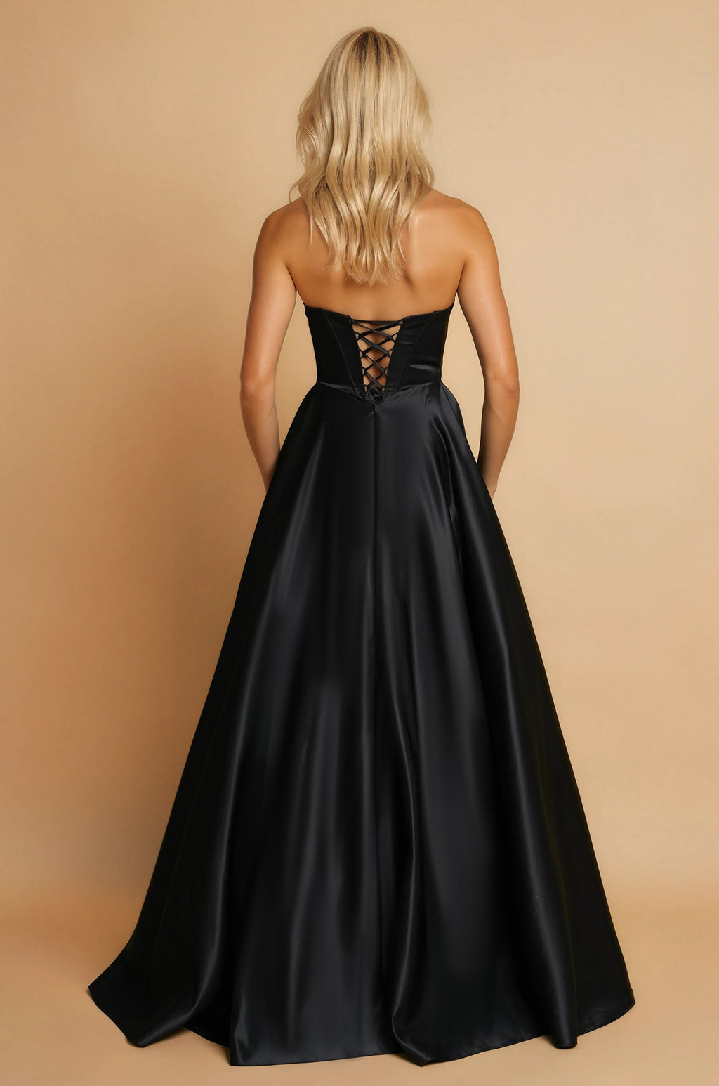 Lace Up Long Prom Formal Ball Gown