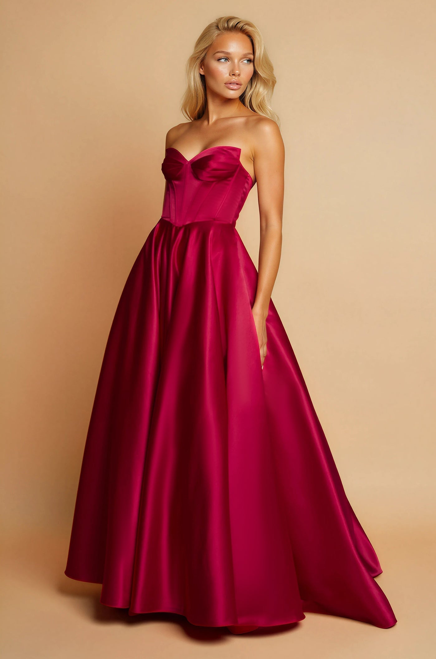 Lace Up Long Prom Formal Ball Gown