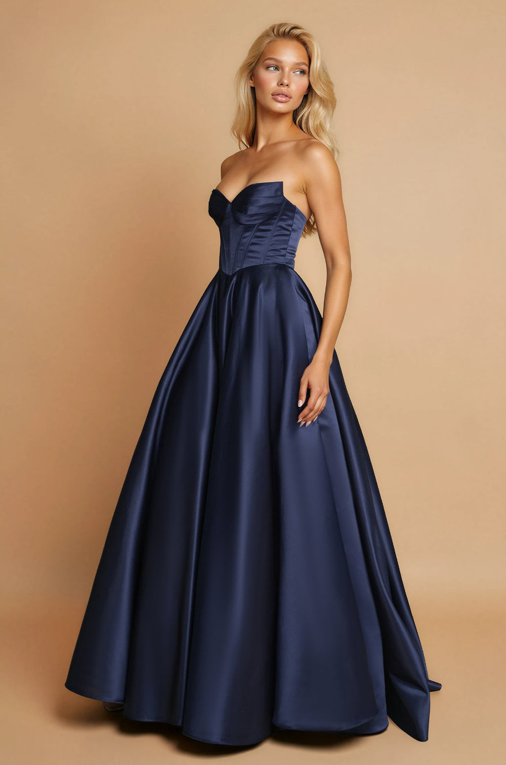 Lace Up Long Prom Formal Ball Gown