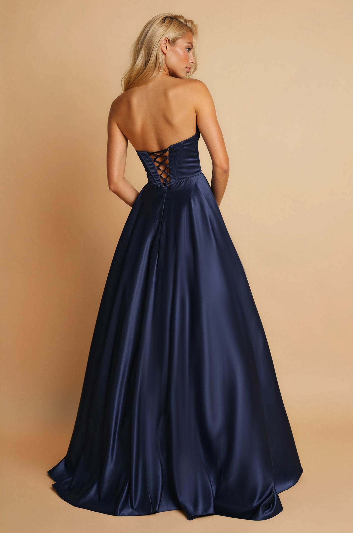 Lace Up Long Prom Formal Ball Gown