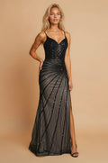 Tailored Long Formal Sequin Prom Dress