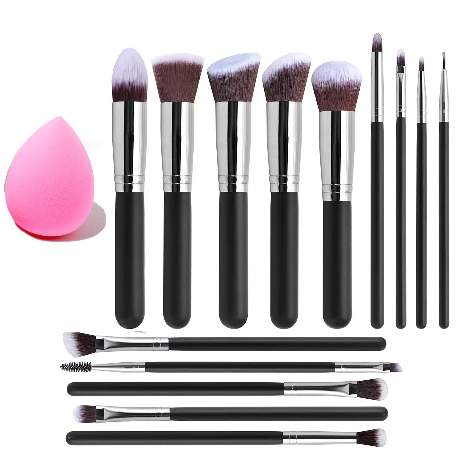14Pcs Makeup Brush Set with Free Sponge