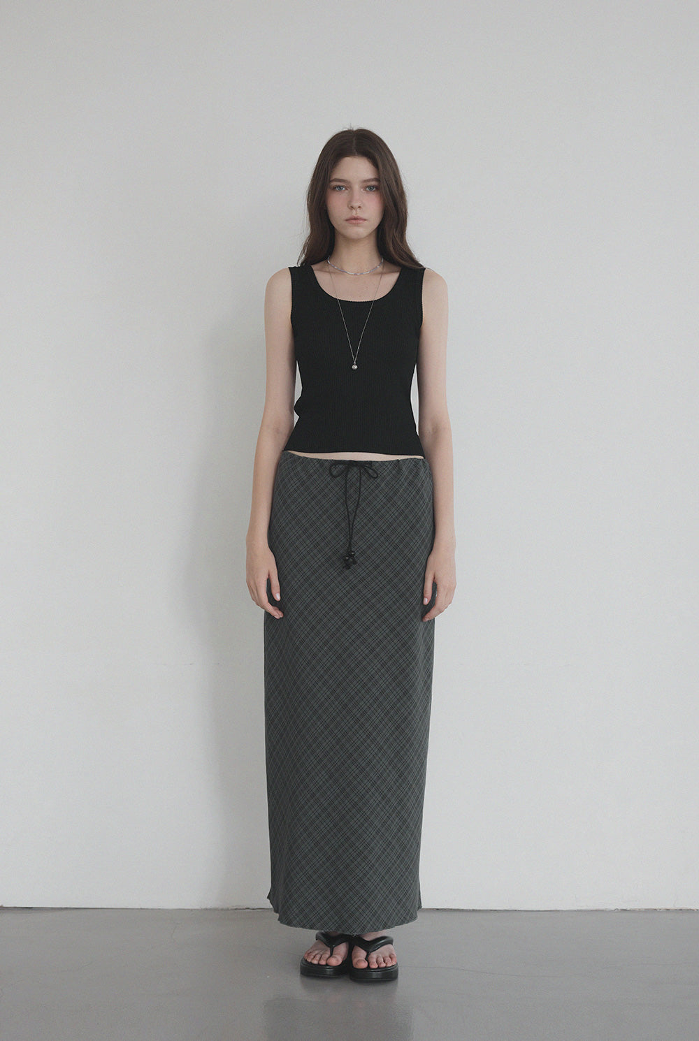 [TWEE] Litt Check Maxi Long Skirt