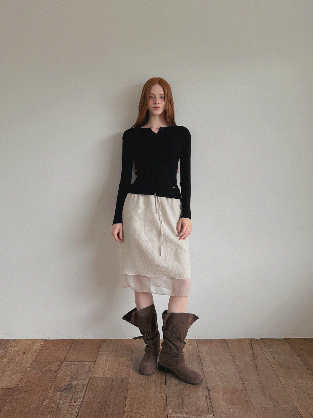 【TWEE】Juvied Button Ribbed Cardigan