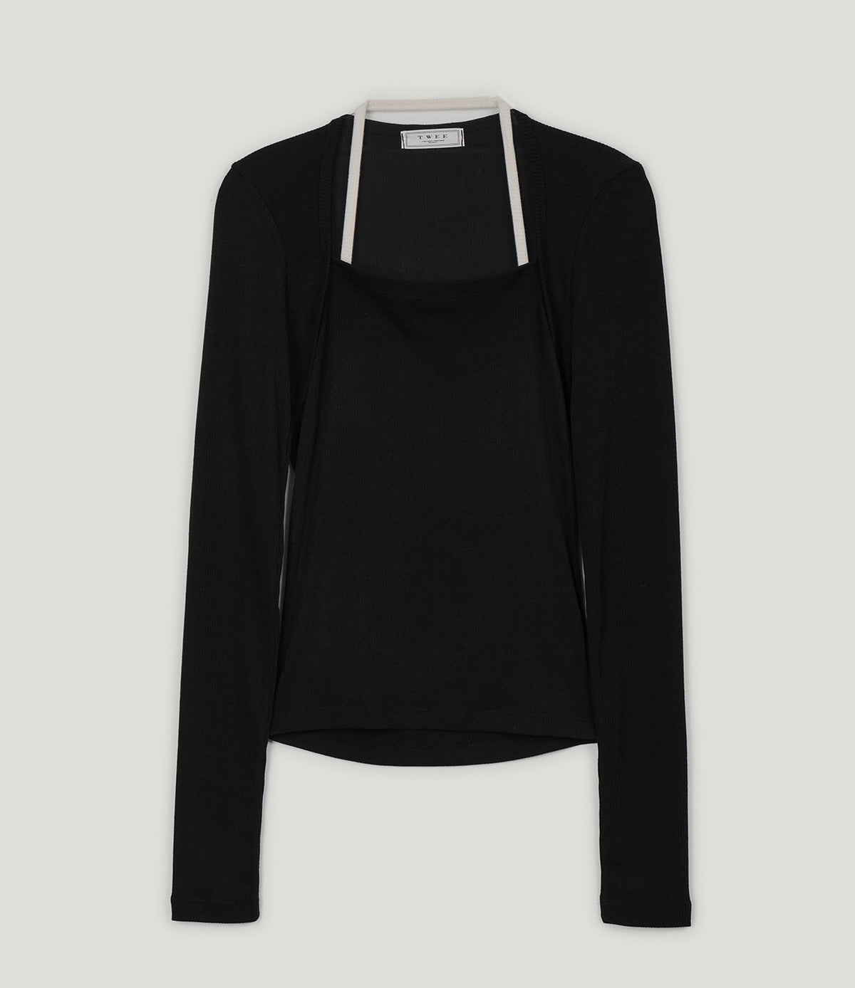 [TWEE] Vented Halter Contrast Strap Long-Sleeve T-Shirt