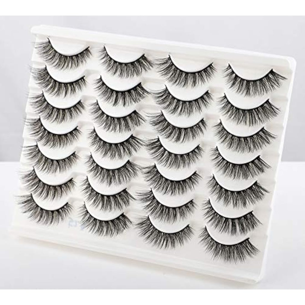 Newcally False Eyelashes Natural 3D Lashes Cat Eye Look Faux Mink Lashes Fluffy Strip 14 Pairs, Multipack