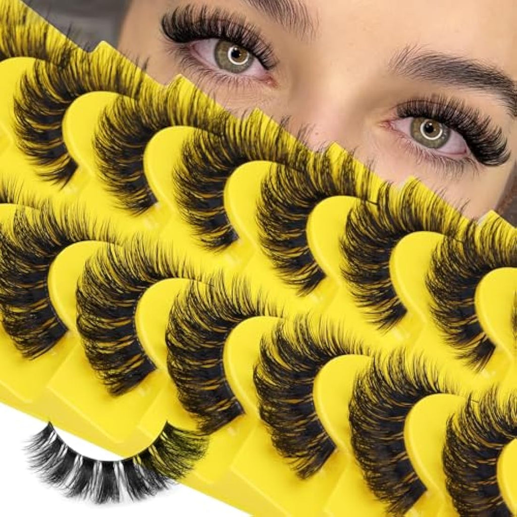 ALICE Cat Eye Lashes D Curl Russian Strip Lashes 17mm Fluffy False Eyelashes Clear Band Eyelashes Dramatic Faux Mink Lashes 8 Pairs