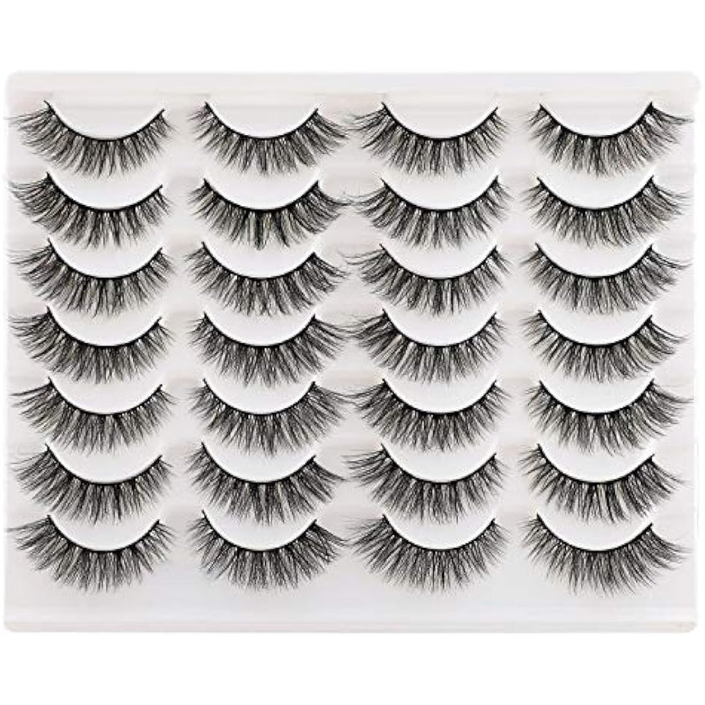 Newcally False Eyelashes Natural 3D Lashes Cat Eye Look Faux Mink Lashes Fluffy Strip 14 Pairs, Multipack