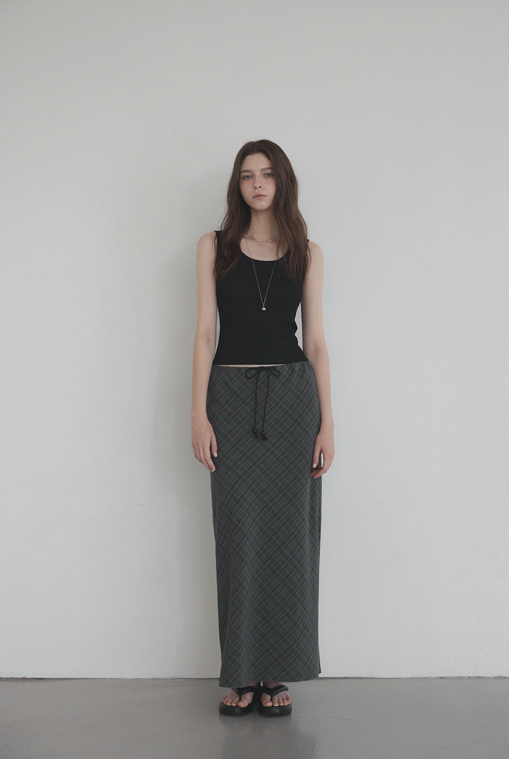 [TWEE] Litt Check Maxi Long Skirt