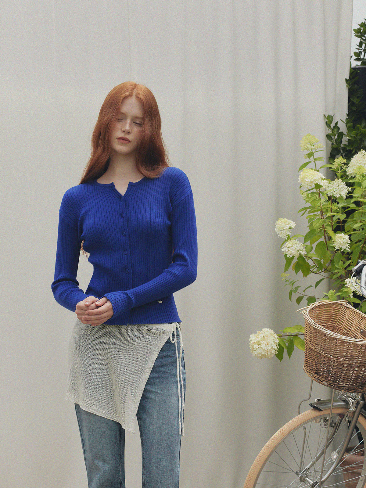 【TWEE】Juvied Button Ribbed Cardigan