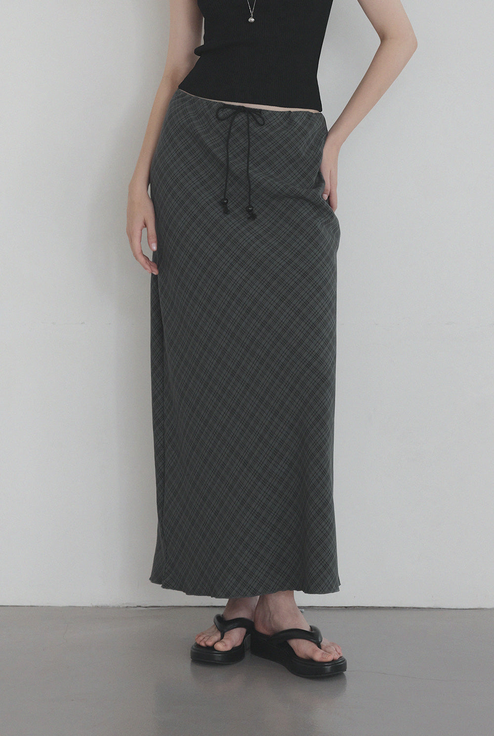 [TWEE] Litt Check Maxi Long Skirt