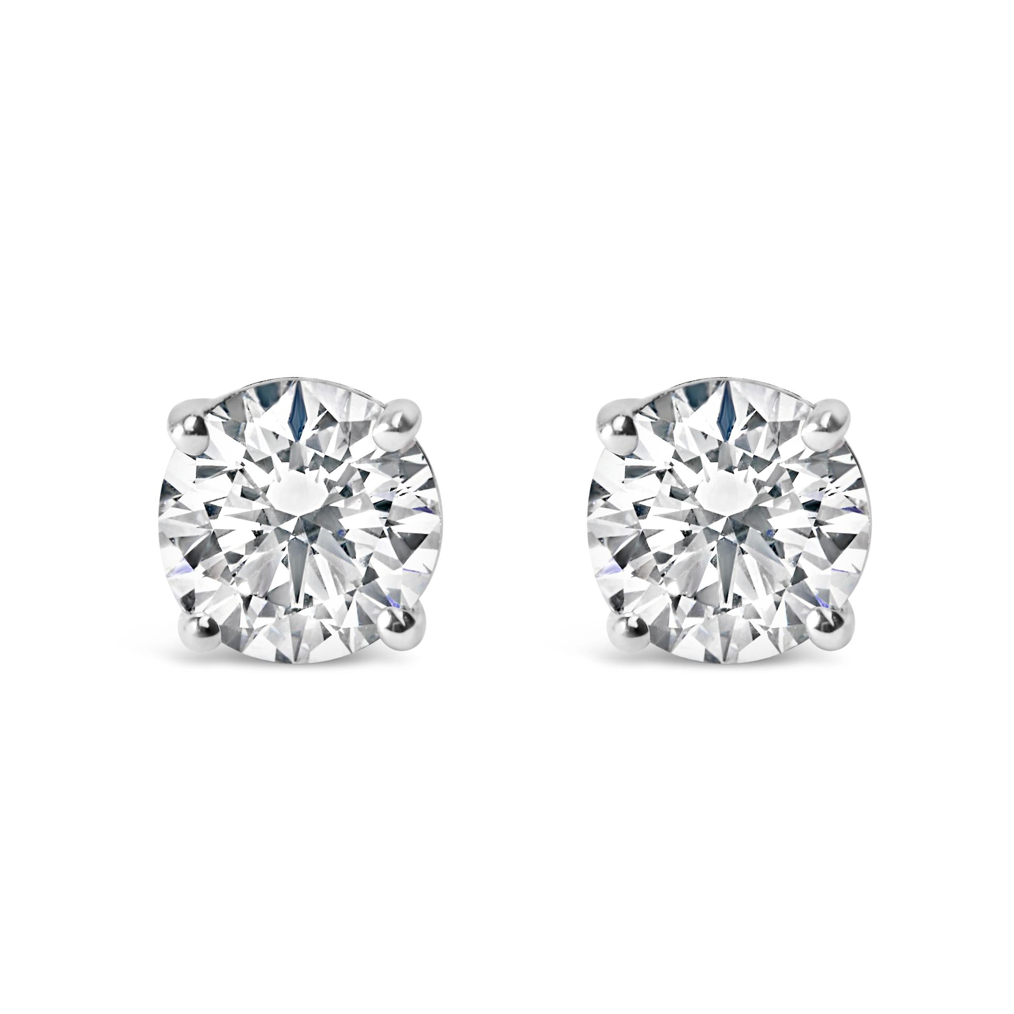 14K White Gold 1 1/2 Cttw Lab Grown Diamond Solitaire Stud Earrings with Screwbacks (F-G Color, VS2-SI1 Clarity)