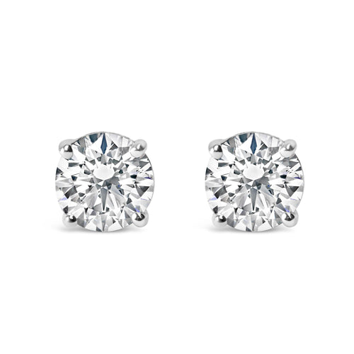 14K White Gold 1 1/2 Cttw Lab Grown Diamond Solitaire Stud Earrings with Screwbacks (F-G Color, VS2-SI1 Clarity)