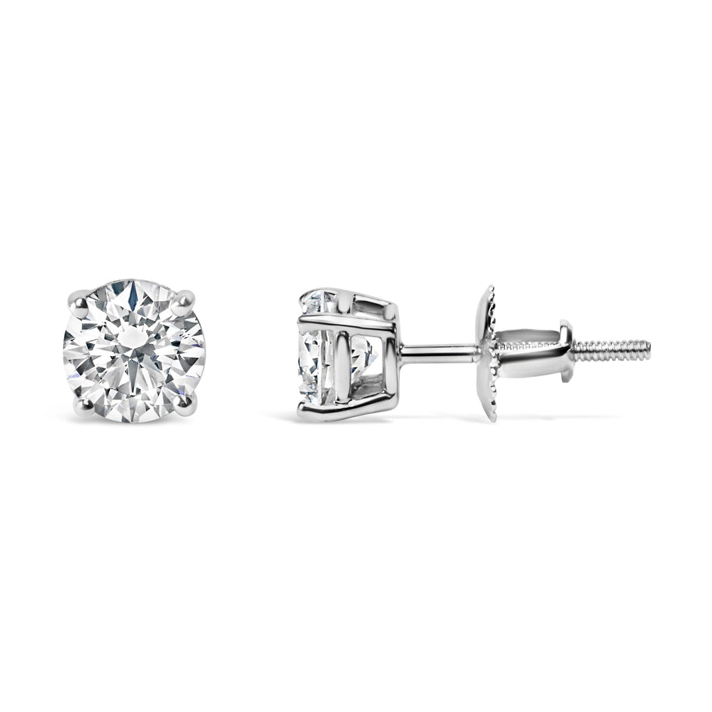 14K White Gold 1 1/2 Cttw Lab Grown Diamond Solitaire Stud Earrings with Screwbacks (F-G Color, VS2-SI1 Clarity)