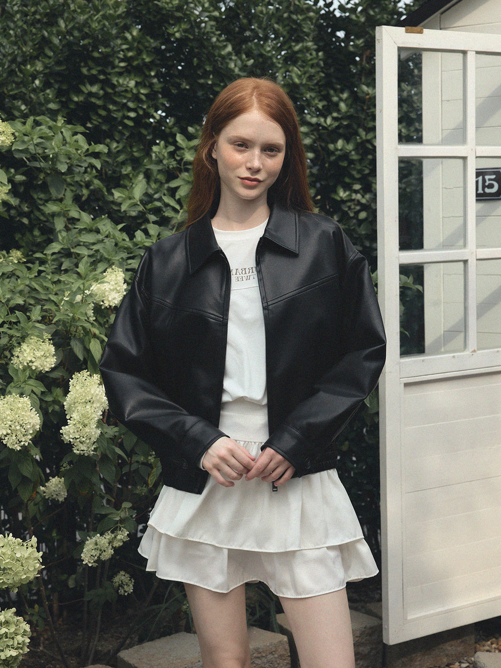 [TWEE] Loved Collar Blouson Jumper [Suede/ Leather]