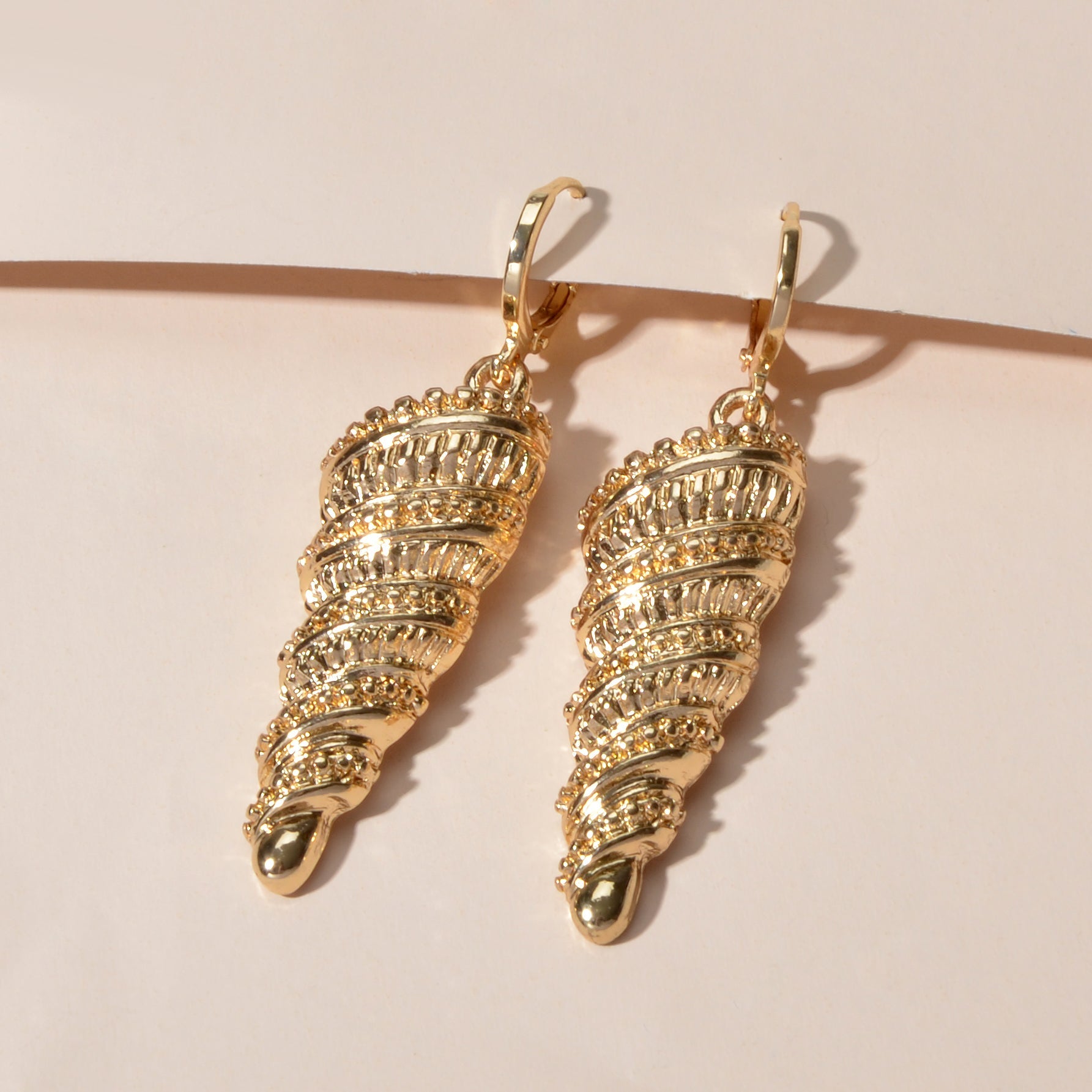 Statement Punk Designer Jewellery Gold Silver Unique Conch Dangle Hoop Earrings