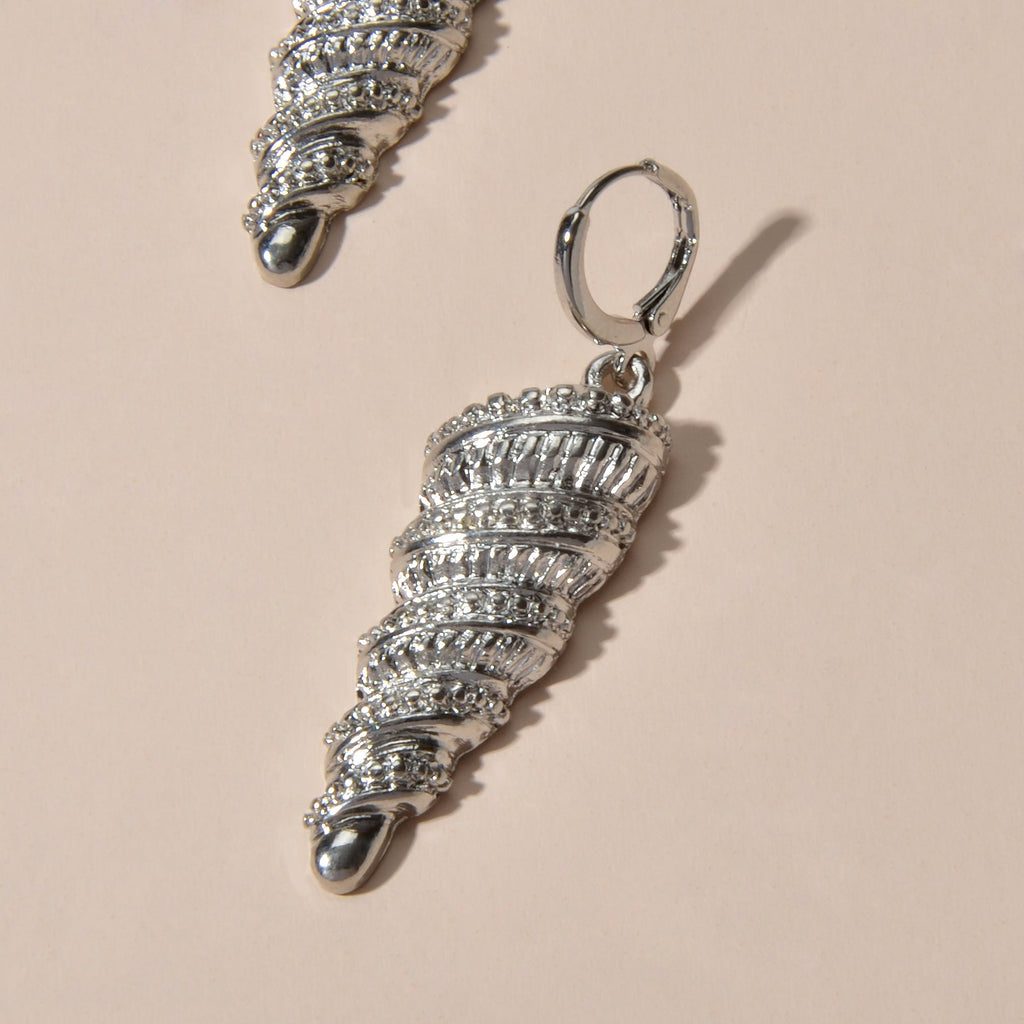 Statement Punk Designer Jewellery Gold Silver Unique Conch Dangle Hoop Earrings