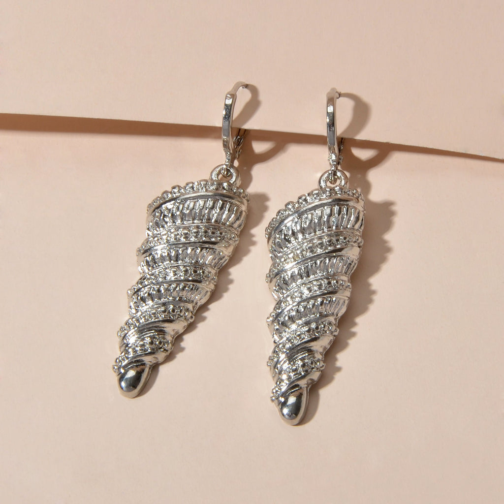 Statement Punk Designer Jewellery Gold Silver Unique Conch Dangle Hoop Earrings