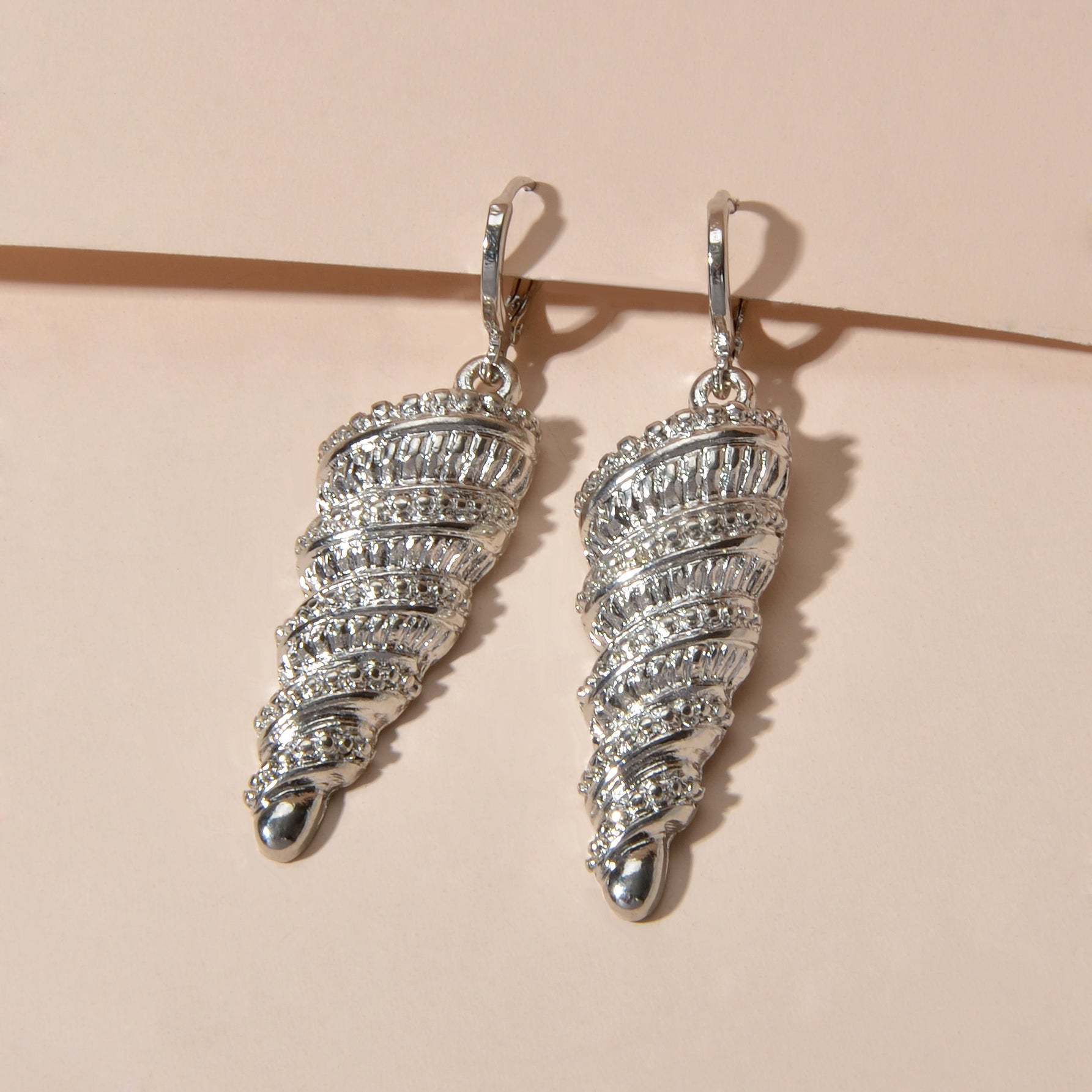 Statement Punk Designer Jewellery Gold Silver Unique Conch Dangle Hoop Earrings