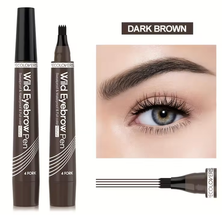 Eyebrow Pen Liquid Brow 4 Tip Pencil Micro Blading Waterproof Tattoo Fork Pen
