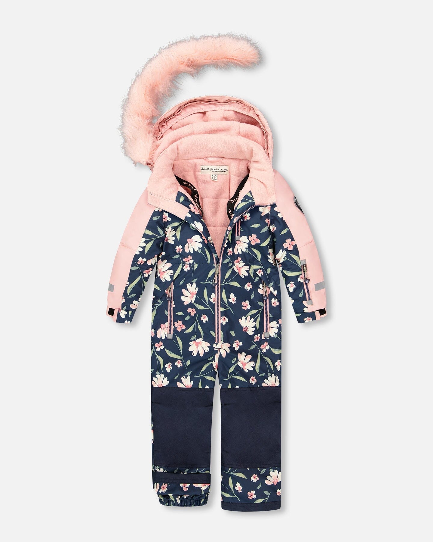 One-Piece Play Snowsuit Navy Flower Print