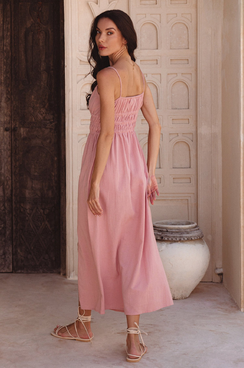 Eleanore Handcrafted Linen Midi Summer Dress