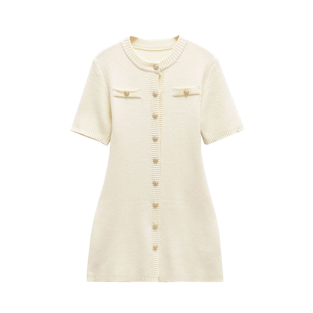ZARZ's self-made new women's dress with European and American style is a classic, fashionable and versatile button-decorated woolen