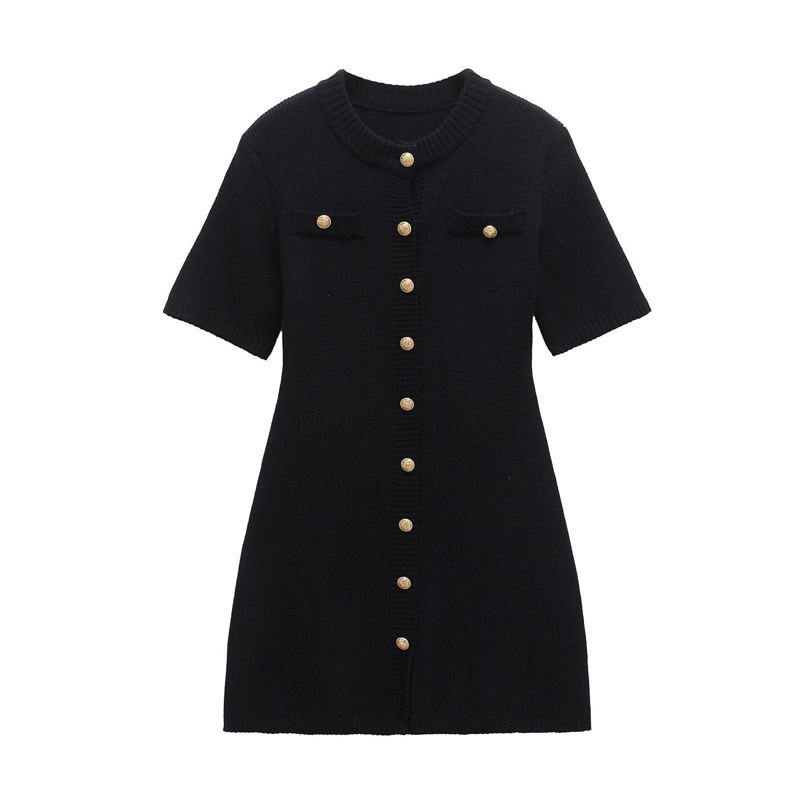 ZARZ's self-made new women's dress with European and American style is a classic, fashionable and versatile button-decorated woolen