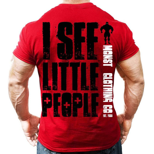 Printed Running T Shirt Men Cotton Sport Gym Shirt Men Fitness Top Workout Clothing Sportswear Jogging Training Sports Tshirt