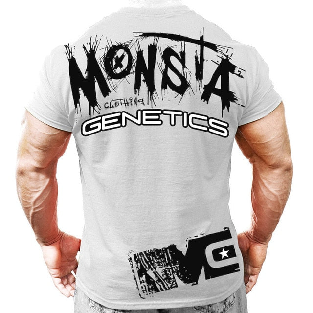 Printed Running T Shirt Men Cotton Sport Gym Shirt Men Fitness Top Workout Clothing Sportswear Jogging Training Sports Tshirt