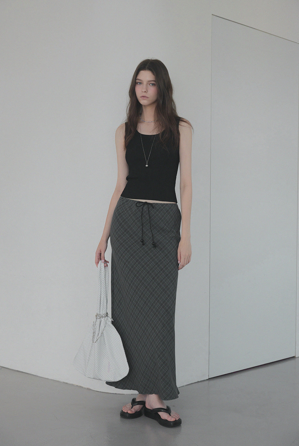 [TWEE] Litt Check Maxi Long Skirt