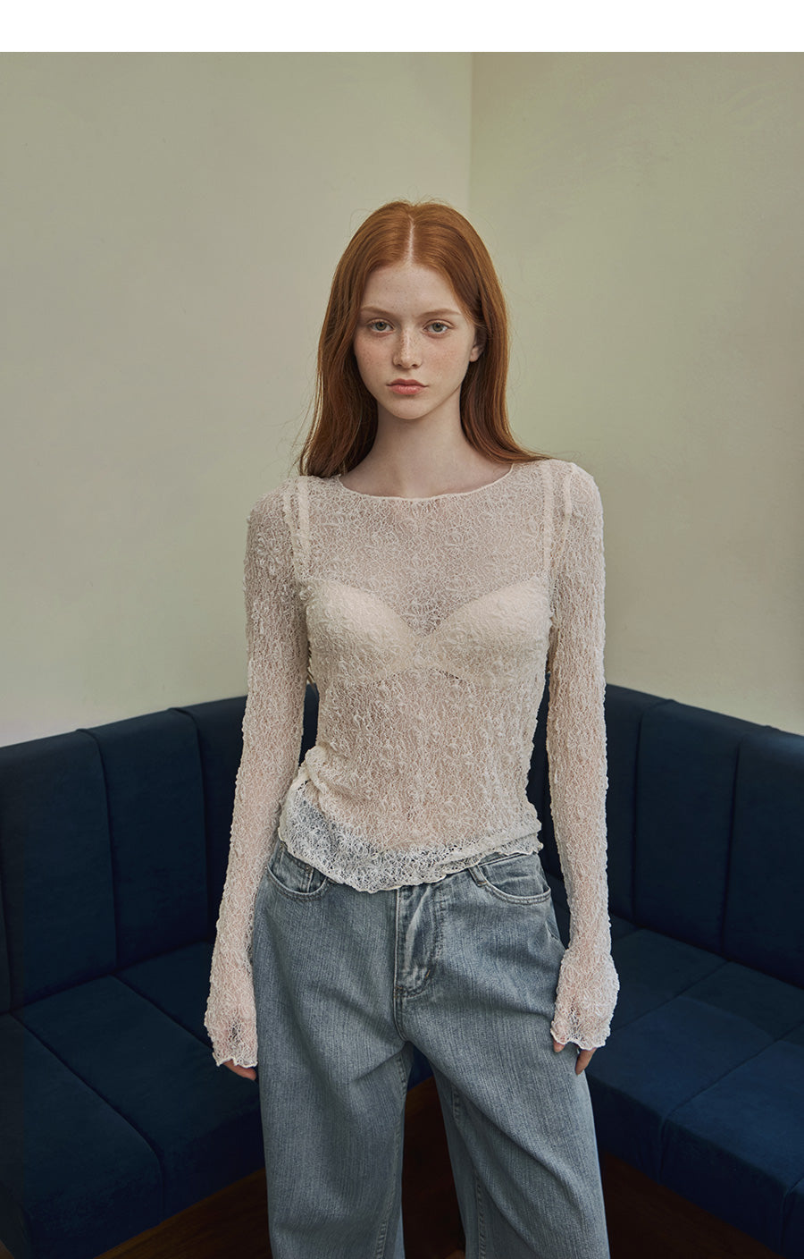 [TWEE] Evernon lace see-through t-shirt