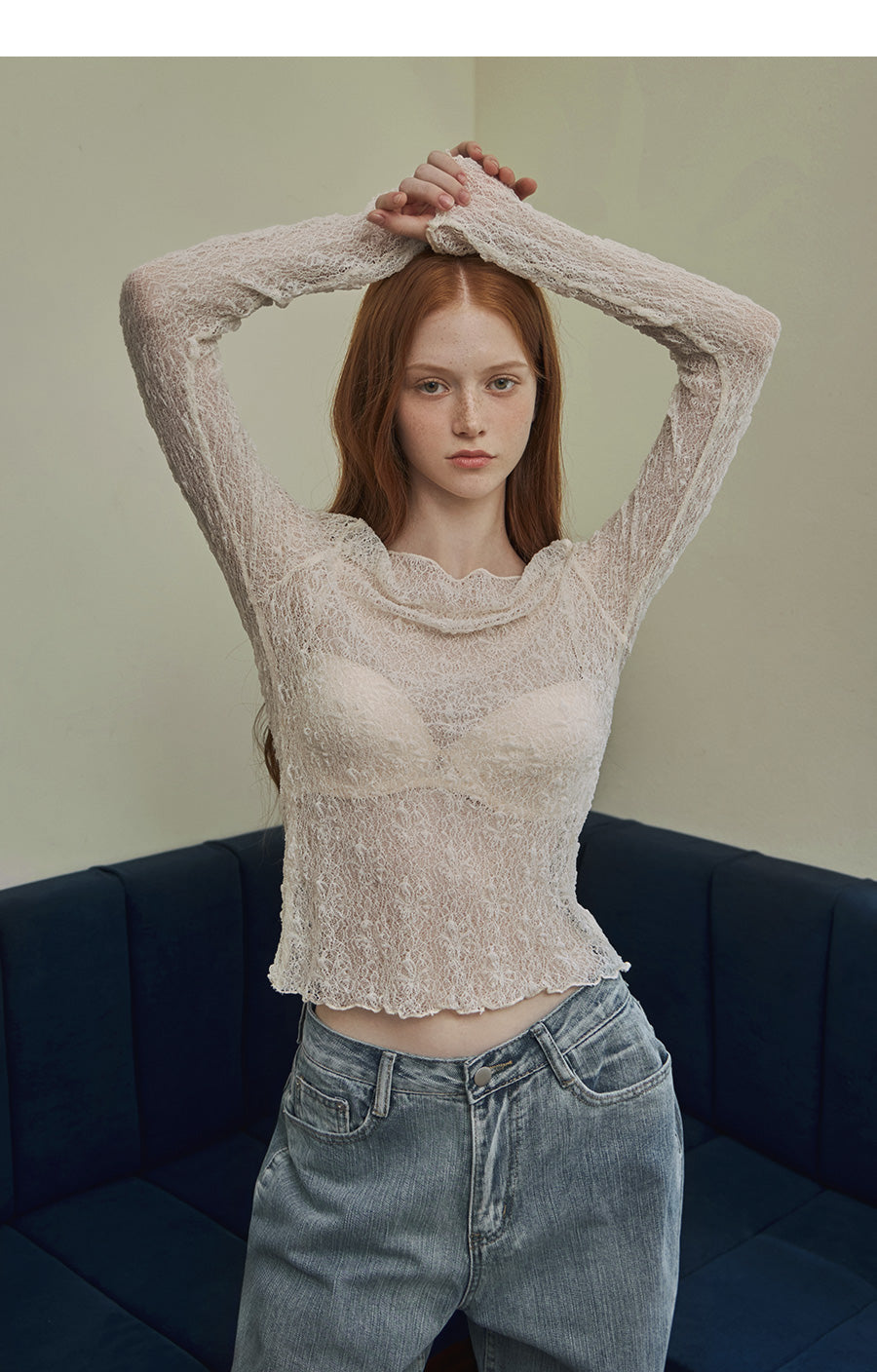 [TWEE] Evernon lace see-through t-shirt