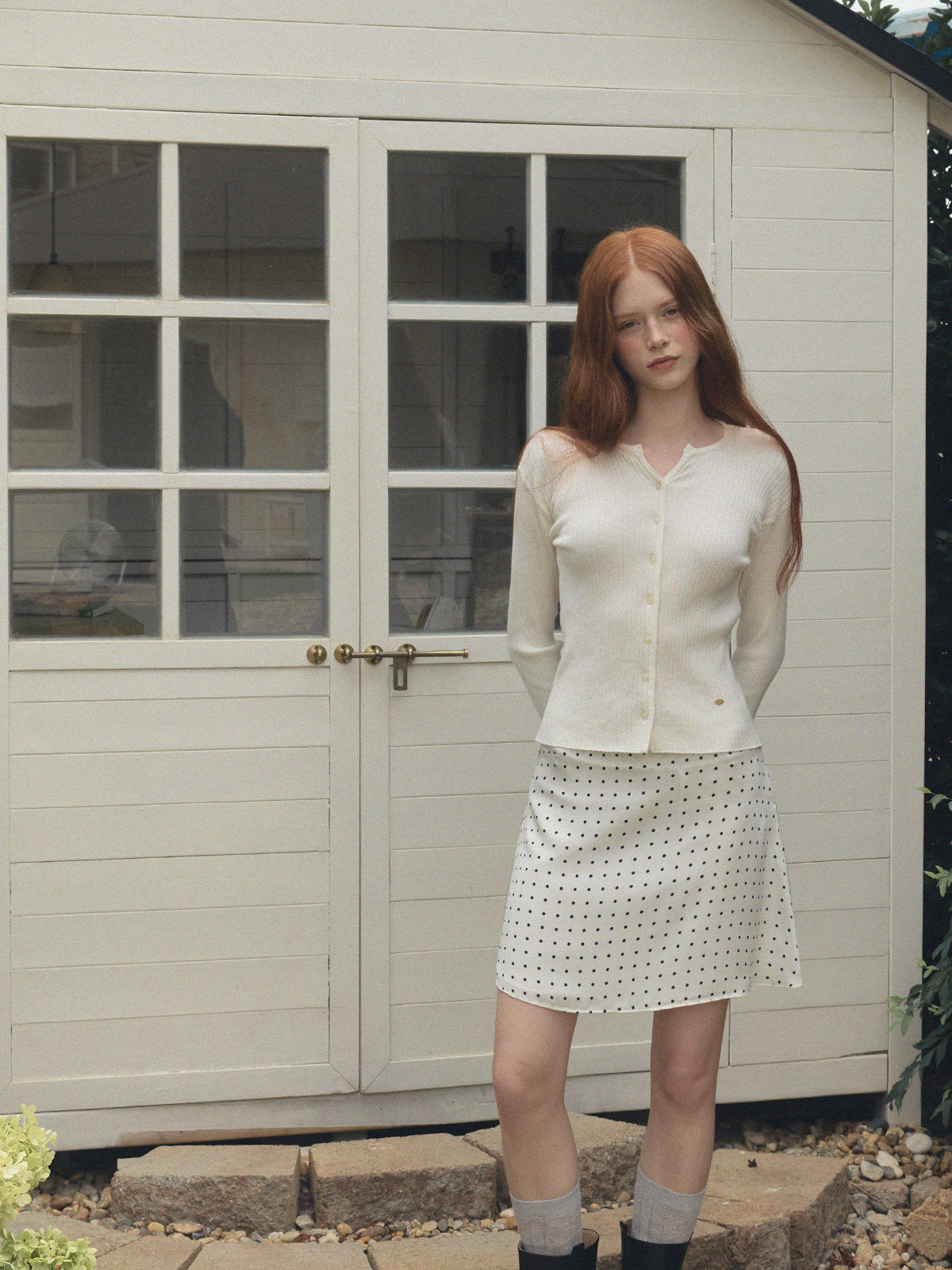 【TWEE】Juvied Button Ribbed Cardigan