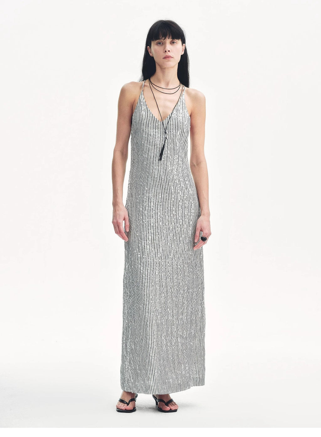 Linen Sequin Embroidery Dress Summer"Galaxy Trace"