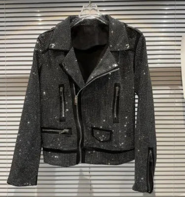 Men’s Rhinestone Bomber Jacket - Sequined Streetwear Outerwear